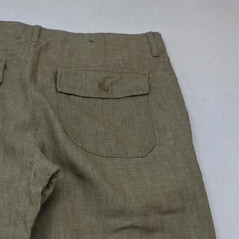 Banana Republic 32x30 Tan Khaki 100% Linen Drawstring Relax Wedding Beach Pants